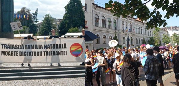 „Mitingul pentru Familie ” și Marșul Cluj Pride din 2022/ Foto: monitorulcj.ro