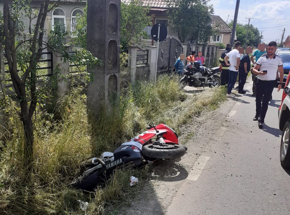 Accident cu o motocicletă la Mica, Cluj. Foto ISU Cluj