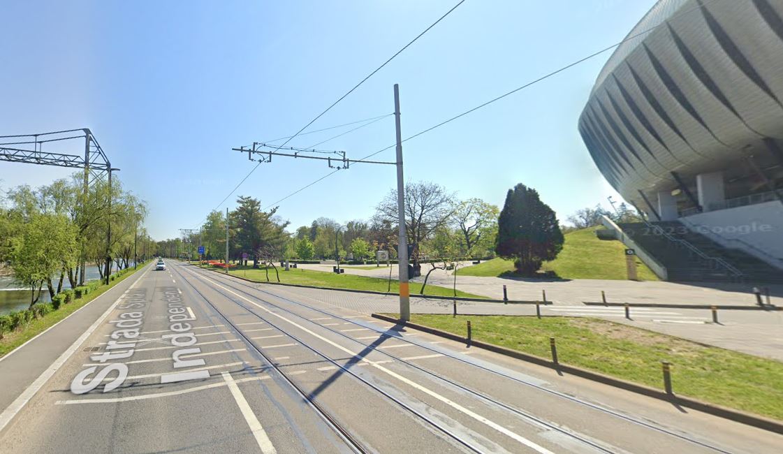 Restricții pe strada Splaiul Independenței, lângă Cluj Arena / Foto: Google Maps