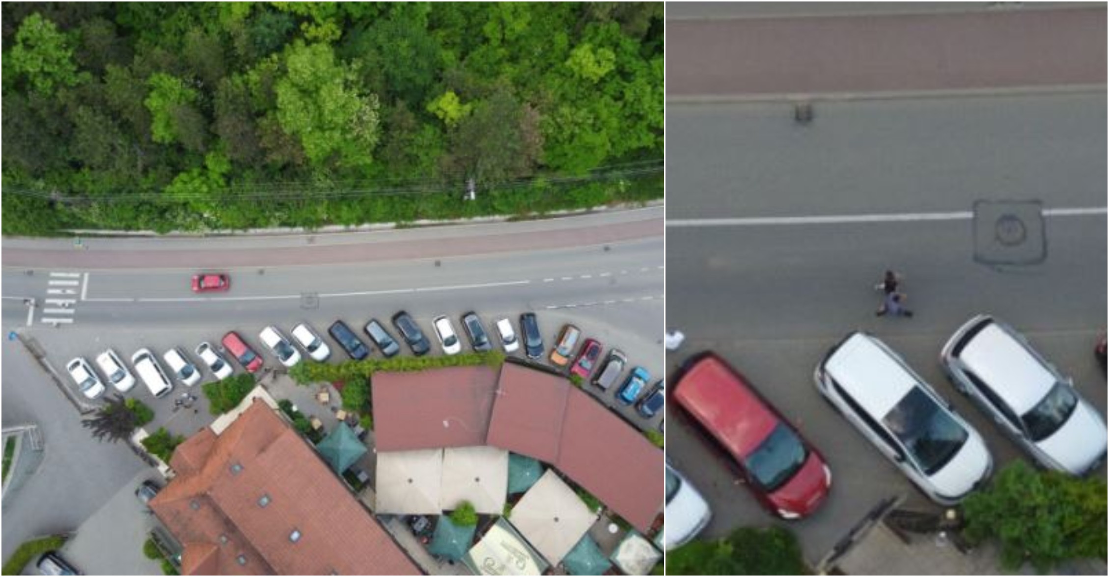 Pietonii, forțați să circule pe drum, în zona Roata Făget, pe lângă mașinile parcate / Foto: Virgil Puiac