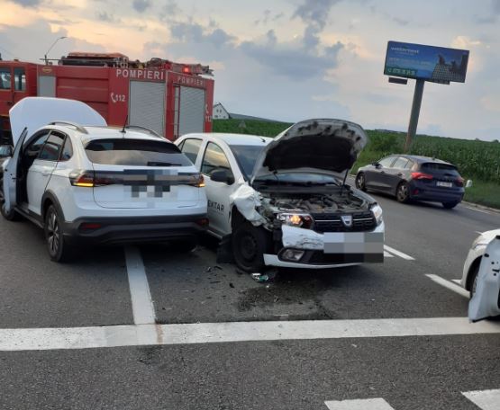 Accident rutier la intrare în Turda, sens Cluj-Napoca-Turda/Foto: ISU Cluj