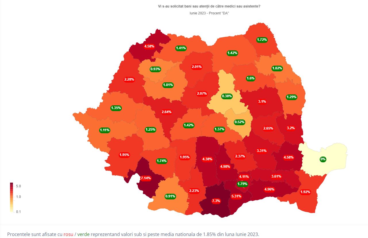 Harta Șpăgii în spitalele din țară / Foto: graphs.ro