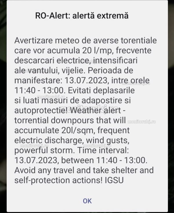 Mesaje RO-Alert/ Foto: monitorulcj.ro