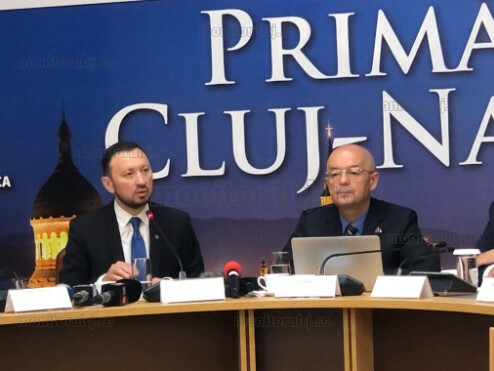 Ministrul Mediului, Mircea Fechet, și primarul Clujului, Emil Boc, la Primăria Cluj-Napoca / Foto: monitorulcj.ro