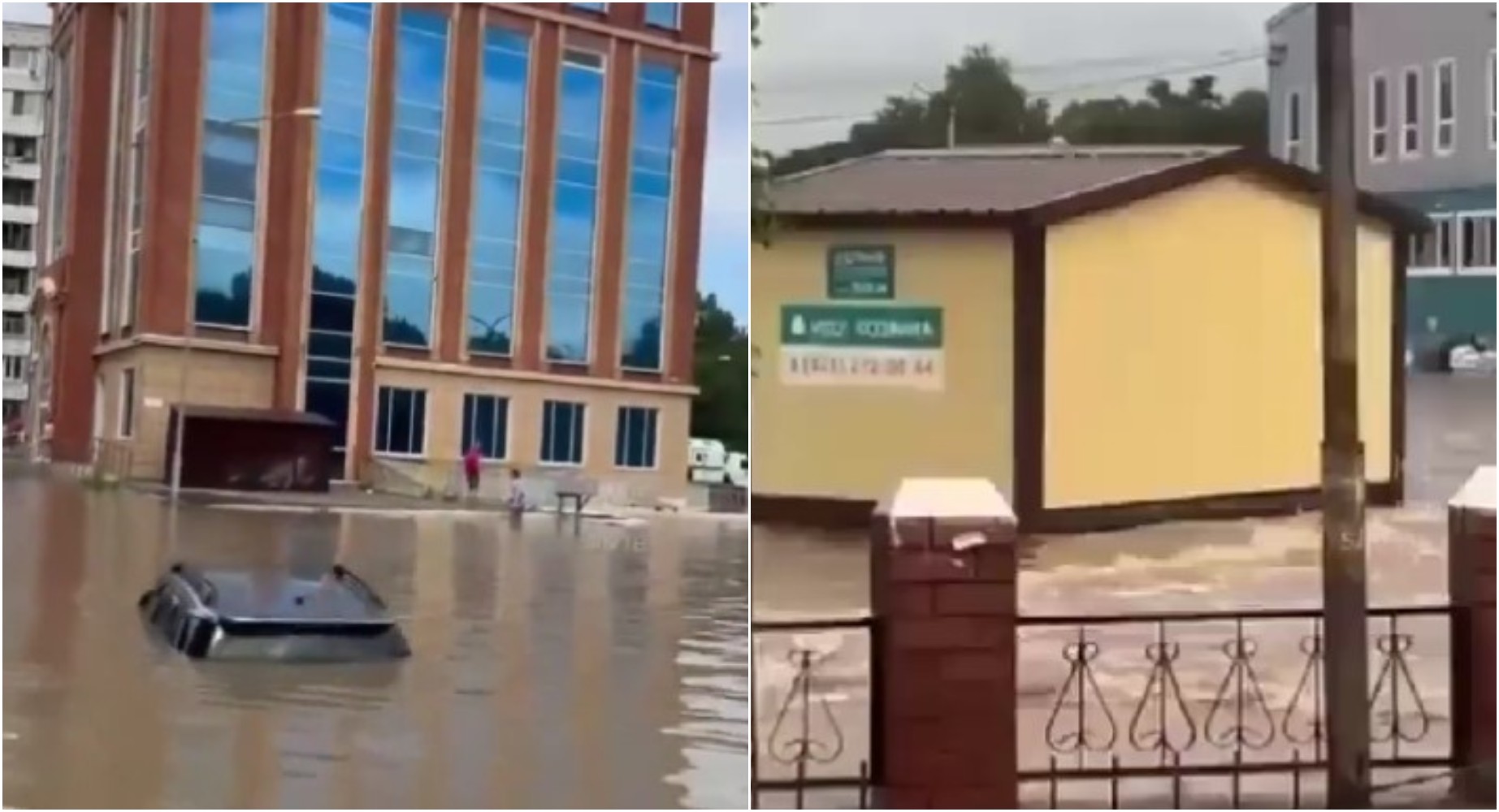 Inundații în Rusia în august 2023 / Foto: capturi video Twitter - Earth42morrow + National Independent