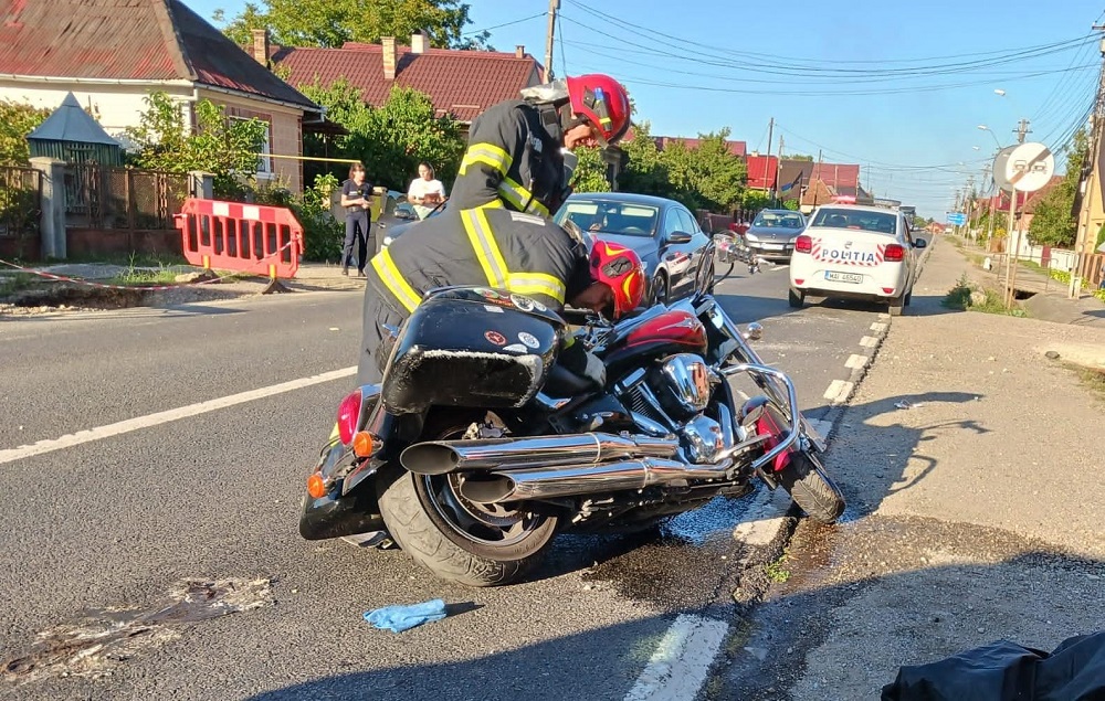 Un motociclist a fost rănit într-un accident la Cuzdrioara. Foto: ISU Cluj