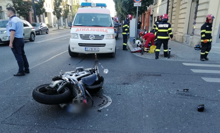 Accident pe Calea Moților cu motocicleta / Foto: ISU Cluj