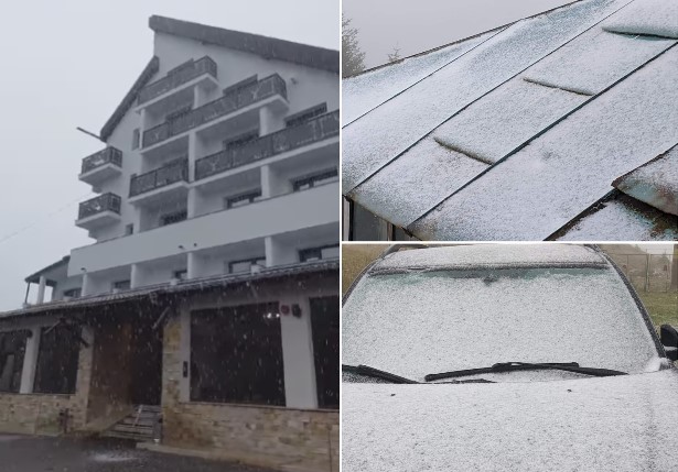 Prima ninsoare în sezon în România a avut loc în octombrie 2023 / Foto: Facebook: Meteoplus și Hotel Alpin Rarau