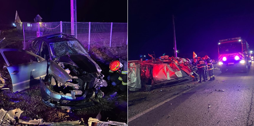 Imagini de la accidentul mortal de la ieșire din Gherla, de sâmbătă noaptea, 21 octombrie 2023 / Foto: ISU Cluj
