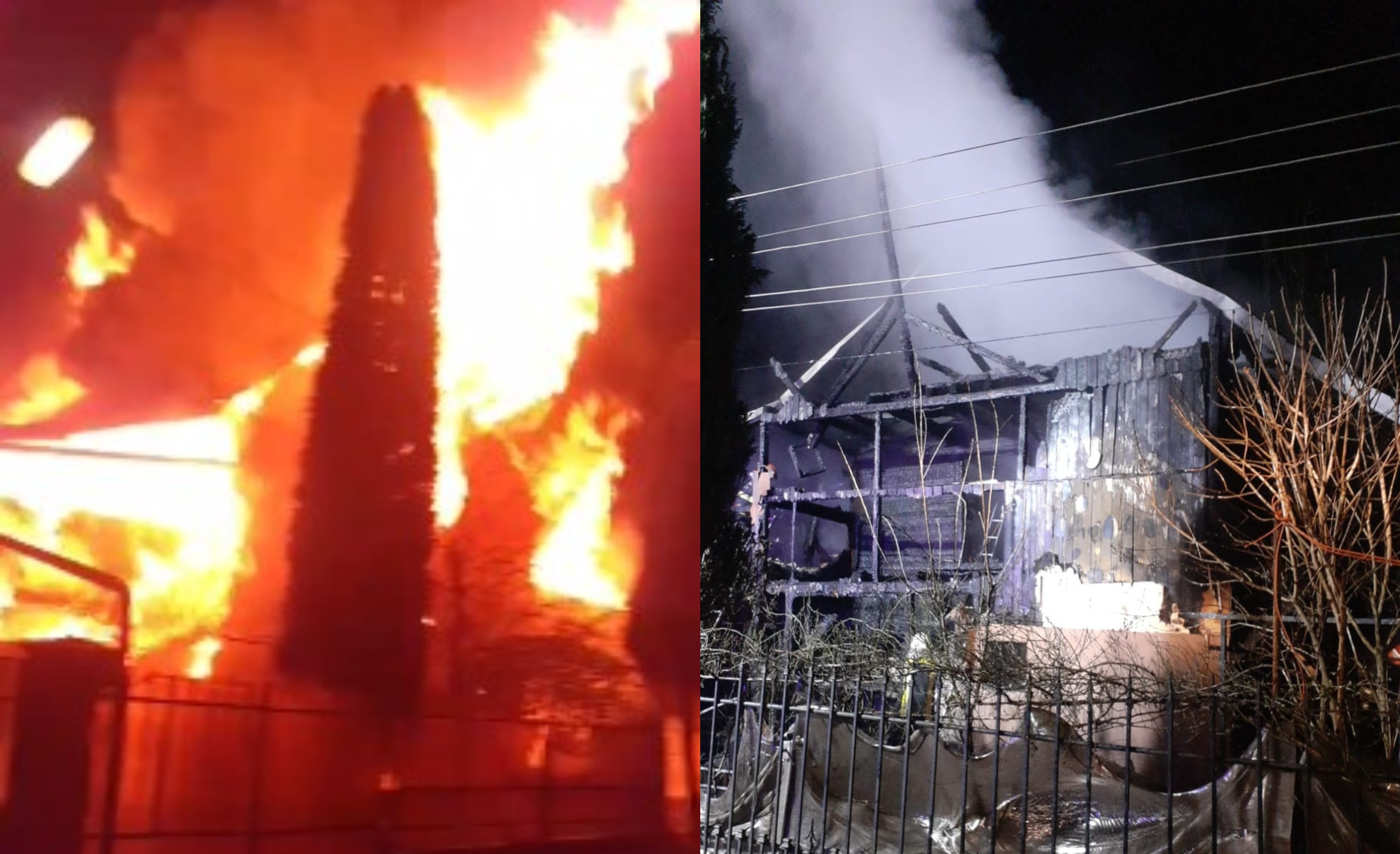 O casă din localitatea clujeană Someșu Rece a fost distrusă în totalitate de un incendiu / Foto: ISU Cluj
