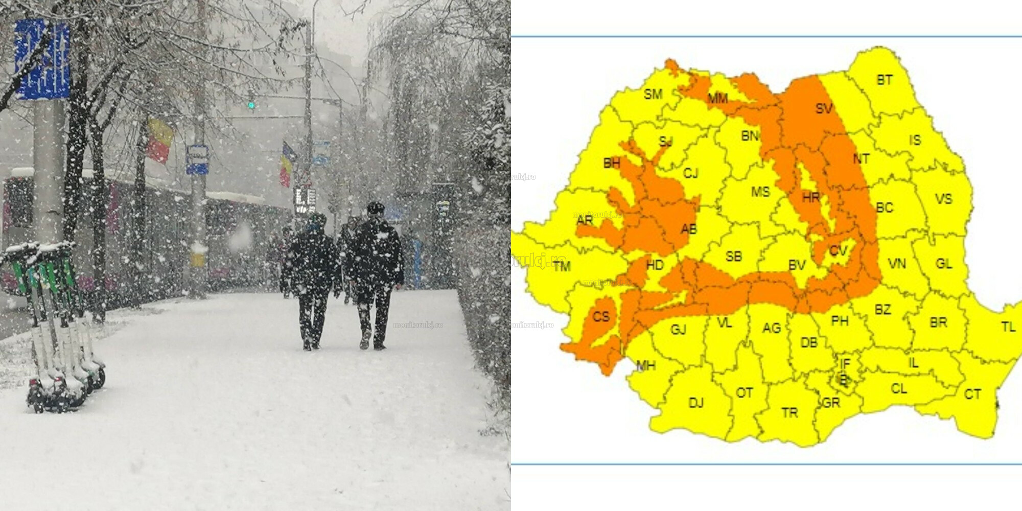 Avertizări de cod galben și cod portocaliu de viscol și ninsori în toată țara / Foto 1: monitorulcj.ro, Foto 2: ANM