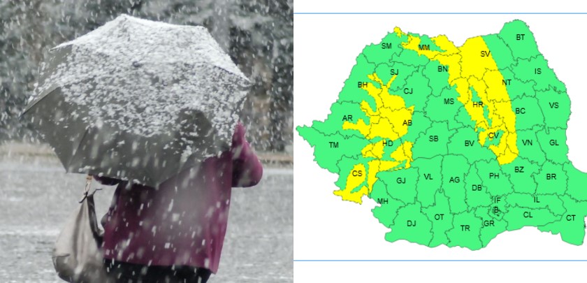 Avertizare de cod galben de vreme rea / Foto 1: arhivă monitorulcj.ro, Foto 2: screenshot - site ANM
