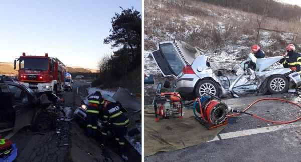 Un accident rutier a avut loc, sâmbătă, între localitățile Gilău și Căpușu Mare/ Foto: ISU Cluj