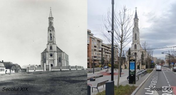 Fotografii la două secole distanță/ Foto 1: Amintiri din Vechiul Cluj - Facebook, Foto 2: Google Maps