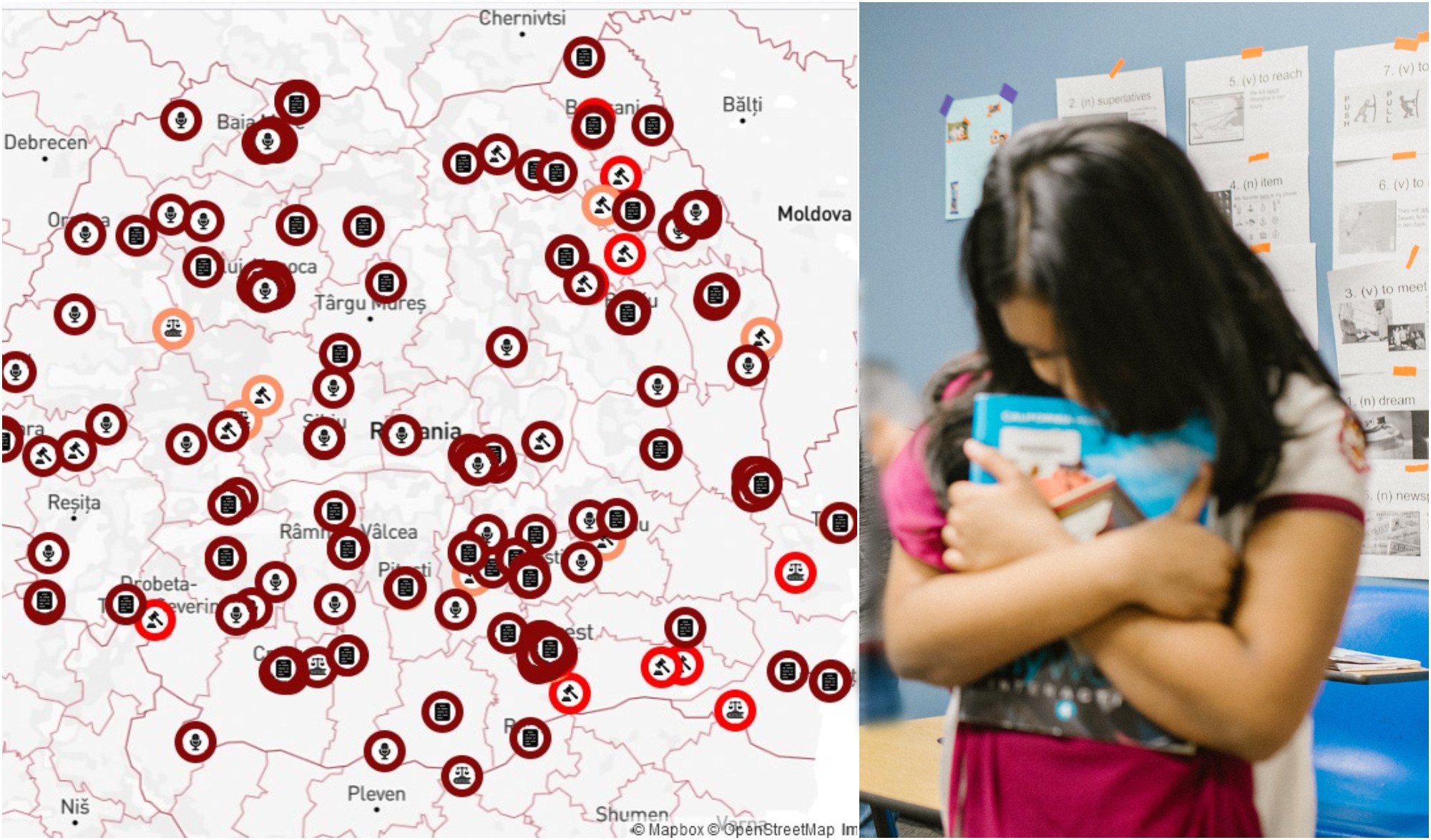 A fost lansată harta abuzurilor din școli și universități / Foto 1: site RISE Project, Foto 2: pexels.ro