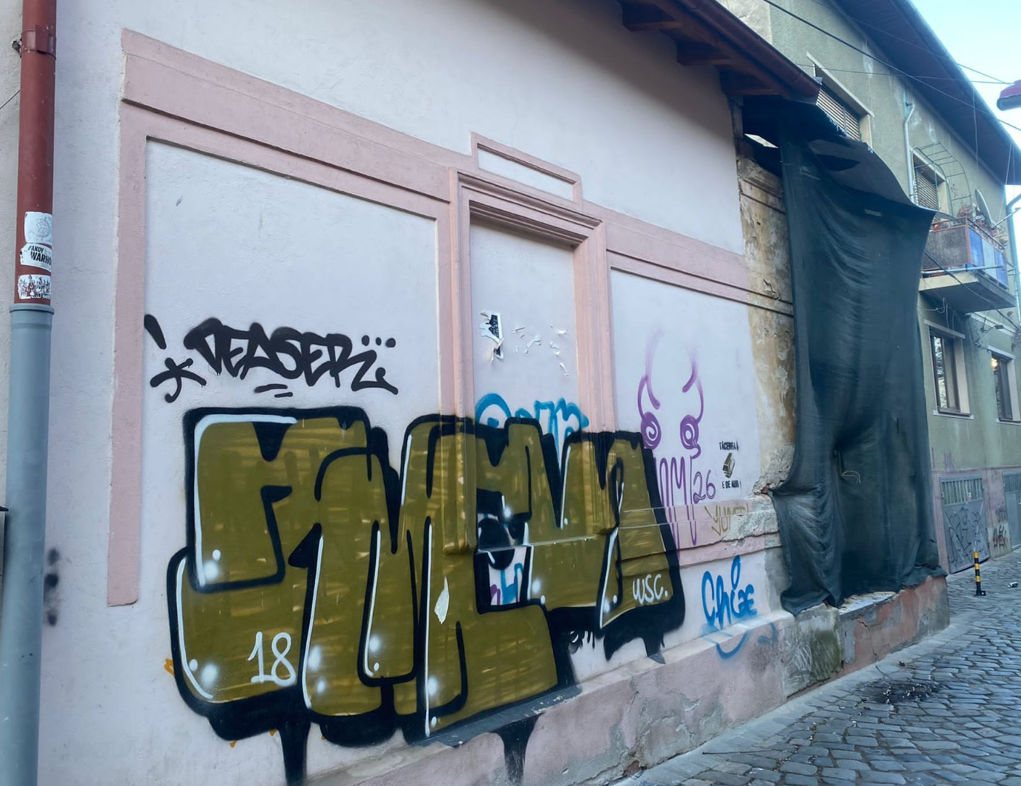 Imobil acoperit de graffiti pe o stradă din Cluj-Napoca/Foto: cititor monitorulcj.ro