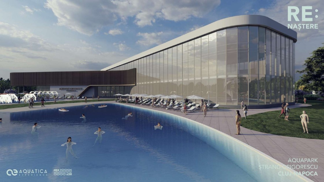 Cum va arăta „Aquapark-ul Grigorescu”, viitorul complex de petrecere a timpului liber din Cluj-Napoca? Sursă: Randare Primăria Cluj-Napoca