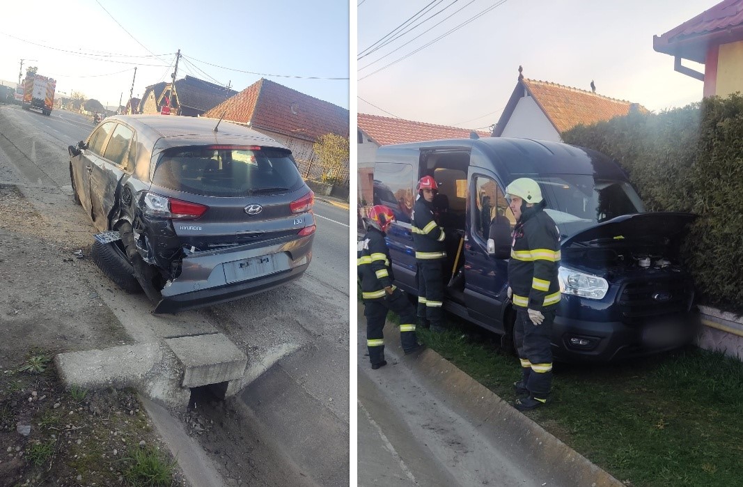 Un accident rutier a avut loc, miercuri dimineață, în localitatea Luncani, județul Cluj/ Foto: ISU Cluj