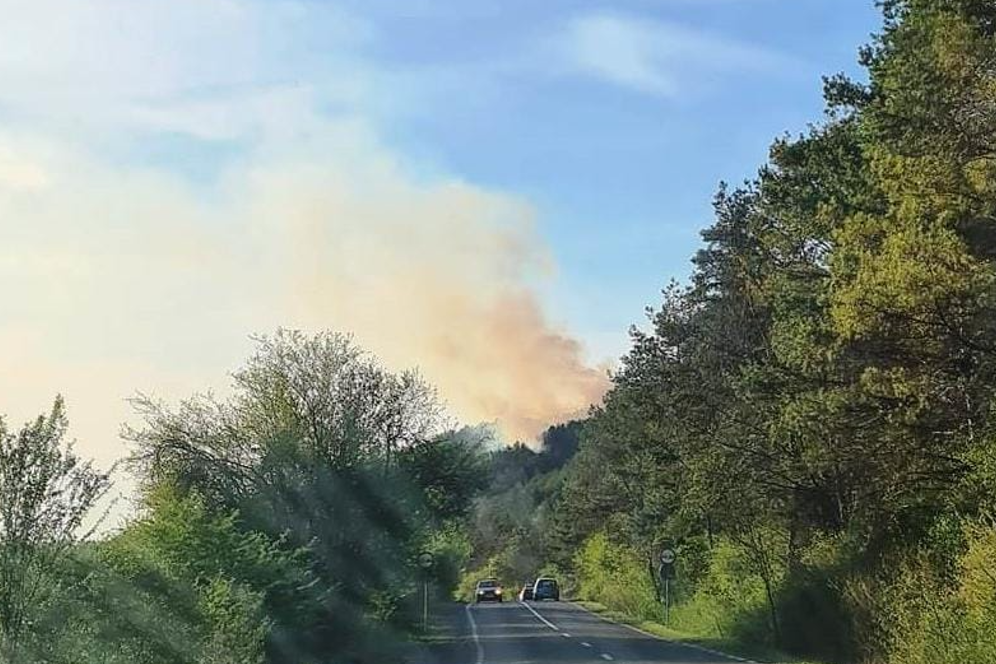 Incendiu de vegetatie în apropiere de Drumul Sf. Ioan/Foto: ISU Cluj