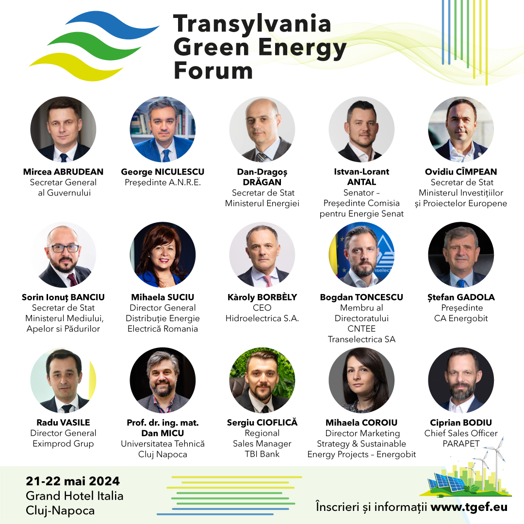 Elitele din domeniul energiei verzi se reîntâlnesc la Cluj-Napoca în perioada 21-22 mai. Factori de decizie, experți și lideri din industrie vin în inima Transilvaniei cu ocazia TGEF