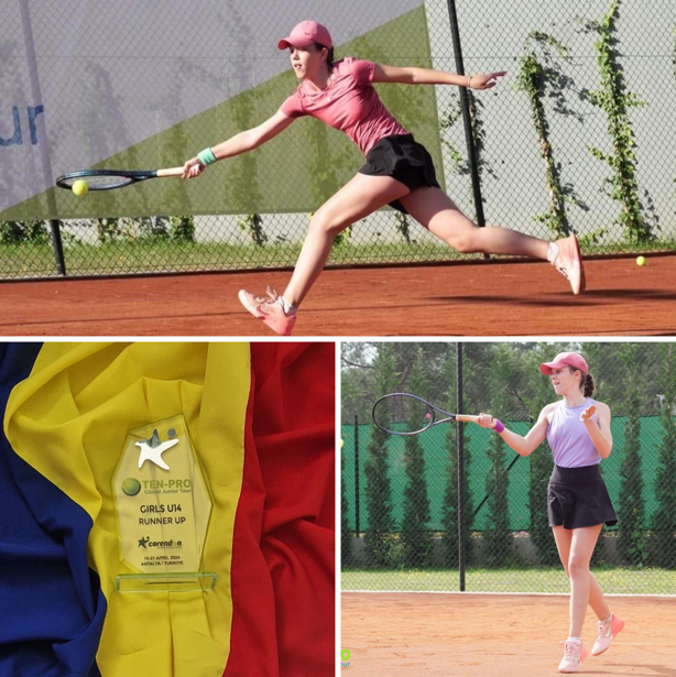 Clujeanca Patricia Irimieș, jucătoare de numai 13 ani și jumătate, a urcat pe locul 88 al clasamentului național de tenis, la categoria U16 ani. Foto: Ten-Pro | Turkish Bowl, arhiva personală Patricia Irimieș