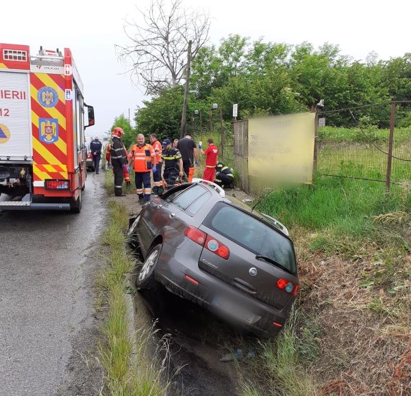 Accident în municipiul Gherla/Foto: ISU Cluj