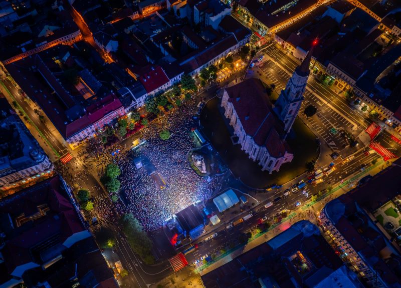 Poze spectaculoase din Piața Unirii/ Foto: Sergiu Razvan - Facebook