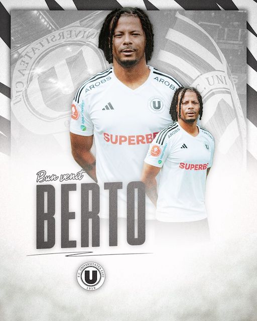 FC Universitatea Cluj îi spune „Bun venit!” lui Berto | Foto: FC Universitatea Cluj - Facebook