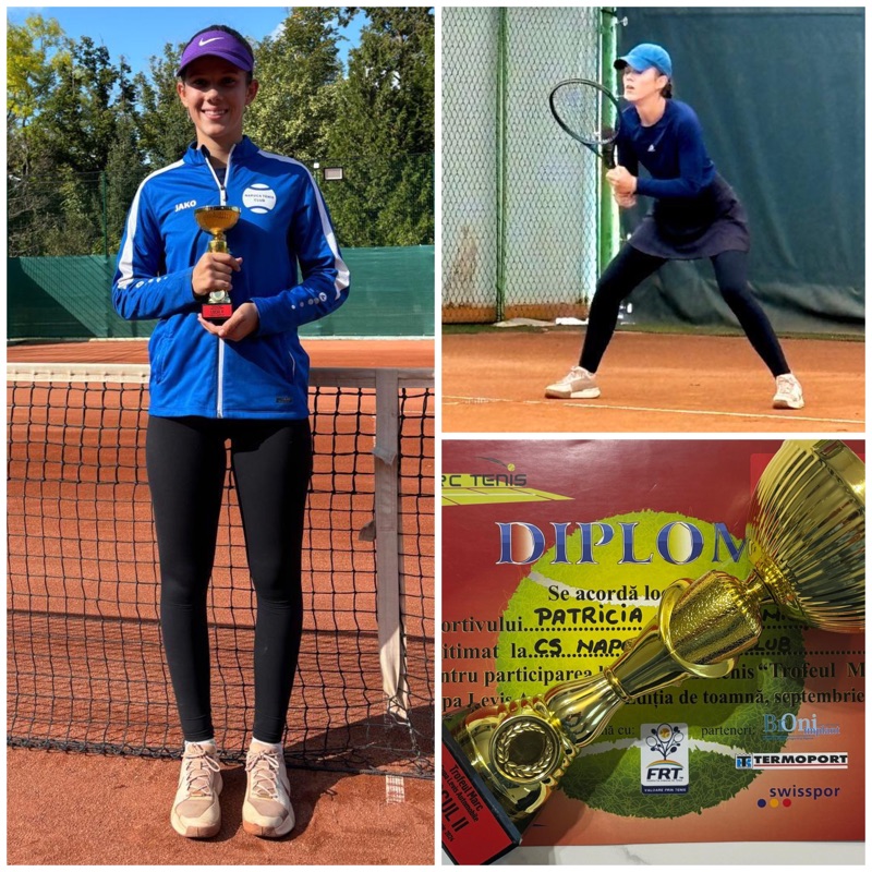 Tenismena clujeană Patricia Irimieș (13 ani) a câștigat la începutul acestei săptămâni titlul de vicecampioană al primului ei turneu de tenis dedicat jucătoarelor U18, Trofeul Marc – Cupa Lewis Automobile, turneu de categoria 1 al Federației Române de Tenis. | Foto: arhiva personală Patricia Irimieș