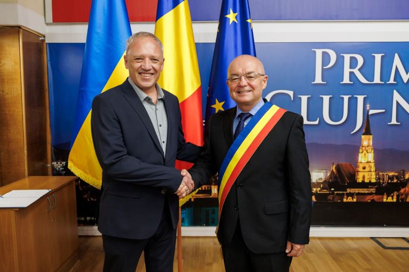 Roman Klichuk, primarul orașului Cernăuți (Ucraina) și Emil Boc, primarul Clujului | Foto: Emil Boc - Facebook