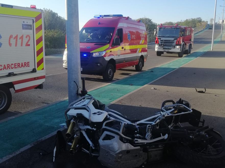 Motociclist rănit, în urma unui accident rutier pe strada Moș Ion Roată|Foto: ISU Cluj