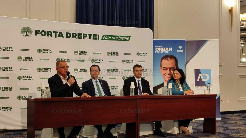 Întâlnirea regionala a Alianței Forțelor de Dreapta Liberal Conservatoare. 25.05.2024 De la stânga la dreapta, Adrian Oros - Forța Dreptei, Ludovic Orban - candidatul Alianței la președinție, Eugen Tomac - președinte PMP și Adela Mîrza - Alternativa Dreaptă | Foto: Paula Copaciu - monitorulcj.ro