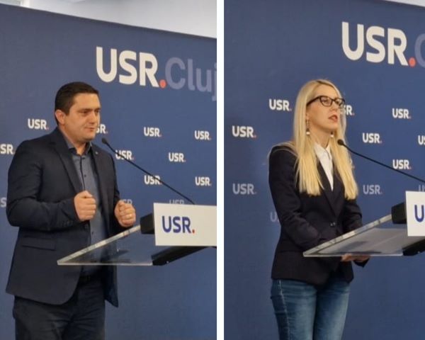 Ciprian Rus, candidatul USR Cluj la alegerile parlamentare, la Senatul României şi Oana Murariu, preşedintele USR Cluj | colaj foto: monitorulcj.ro