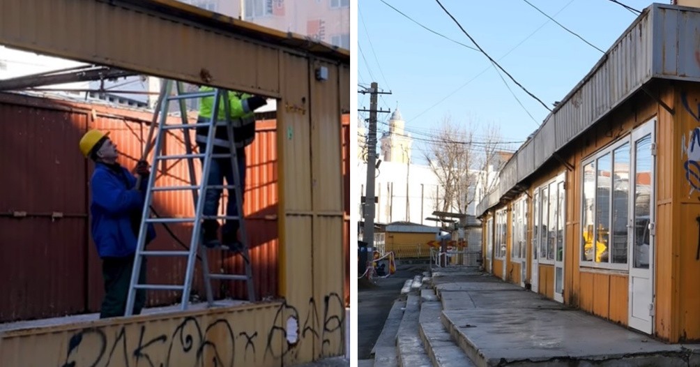 Marți, 28 ianuarie, a început procesul de demolare a celor 16 gherete de pe strada Argeș din Cluj-Napoca| Foto: Emil Boc - Facebook