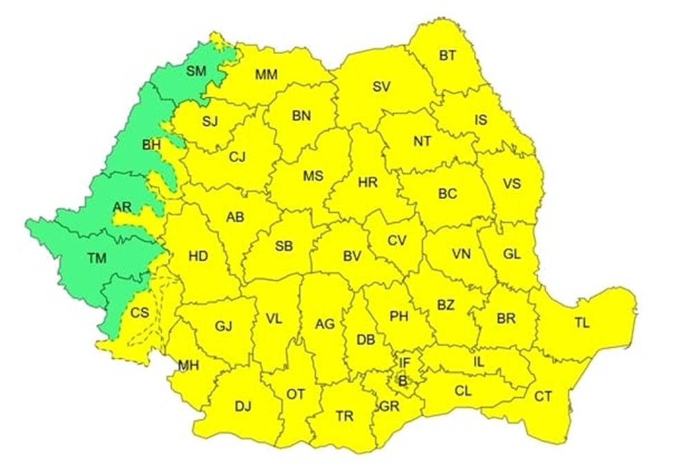 Temperaturile scad dramatic în România, cu minime între -18 și -10 grade noaptea și valori negative ziua în sud, est și centru până luni seara, anunță ANM. Foto: captură ANM