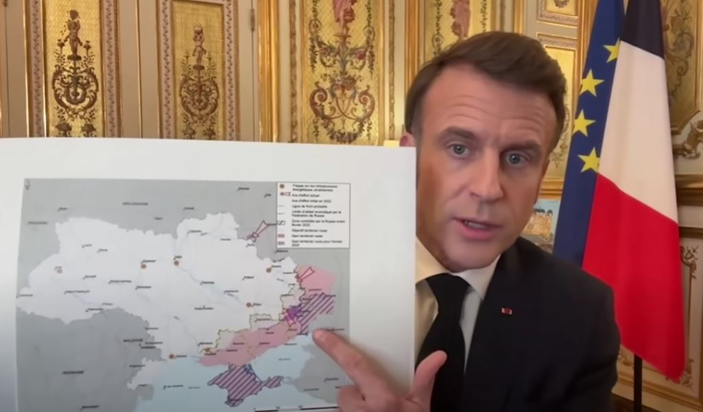 Emmanuel Macron: Dacă Putin nu este oprit, „va merge sigur în Moldova și poate mai departe în România” |Sursa: Captură video Ucraina și securitatea Europei – elysee.fr