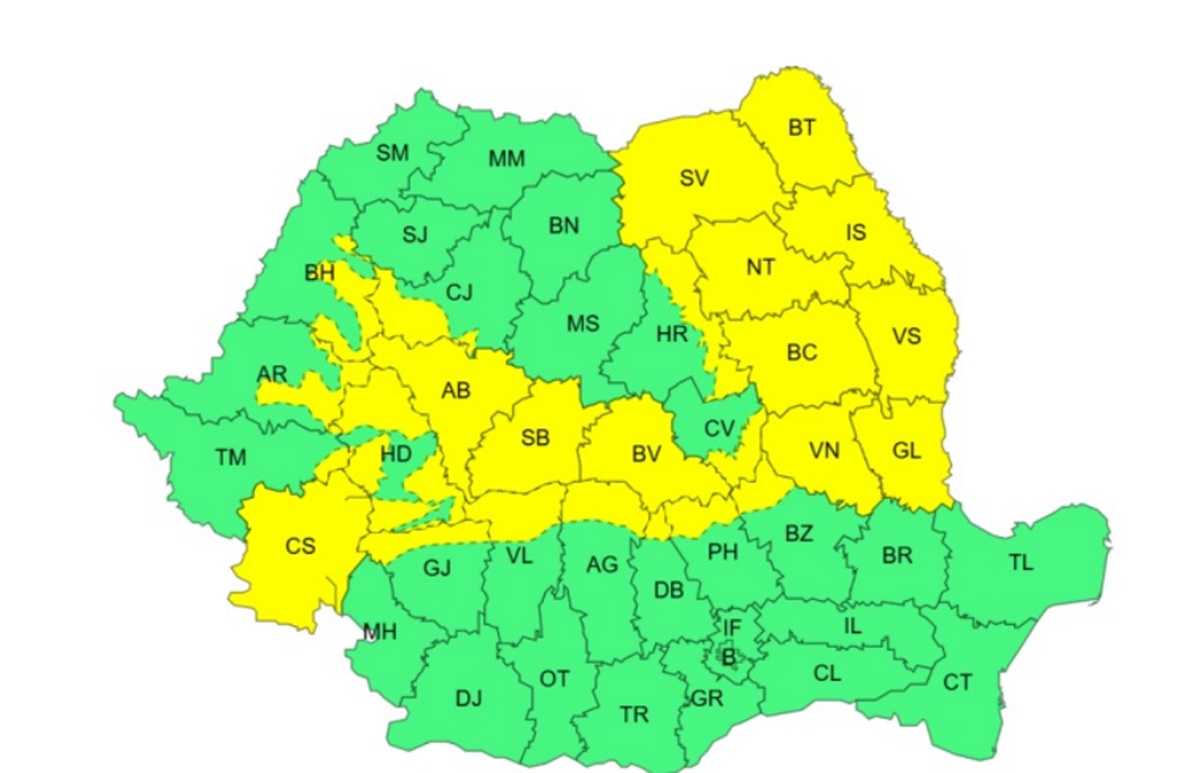 Alertă meteo prelungită până marți în jumătate din România, cu vânt puternic, ploi abundente și răcire bruscă. Foto: captură ANM
