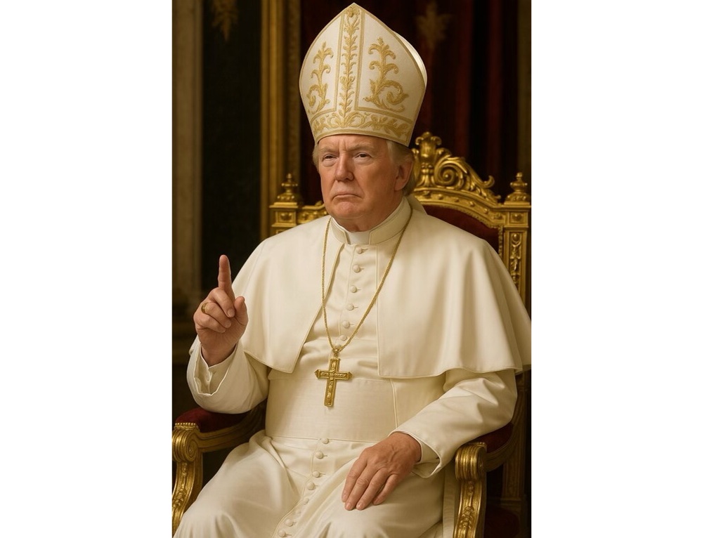 Donald Trump a publicat pe Truth Social un portret care îl prezintă în veșminte papale. Foto: truthsocial.com/realDonaldTrump