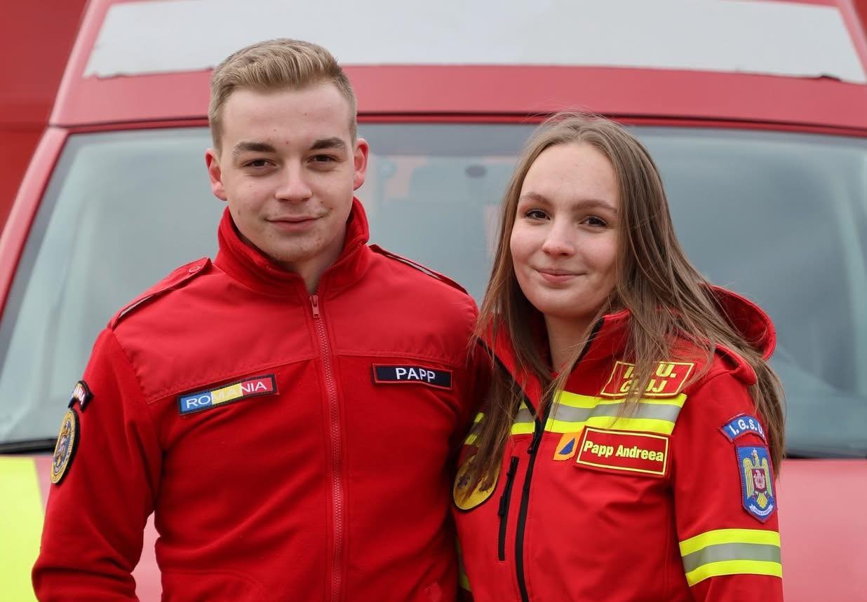 Frați și salvatori. Andreea și Bogdan, eroii din Cluj care schimbă vieți prin voluntariatul la SMURD| Foto: ISU Cluj