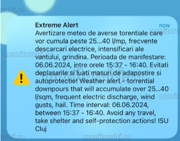 RO-Alert: Avertizare meteo de vijelie puternică, la Cluj-Napoca. Vânt puternic, descărcări electrice și grindină | Foto: monitorulcj.ro