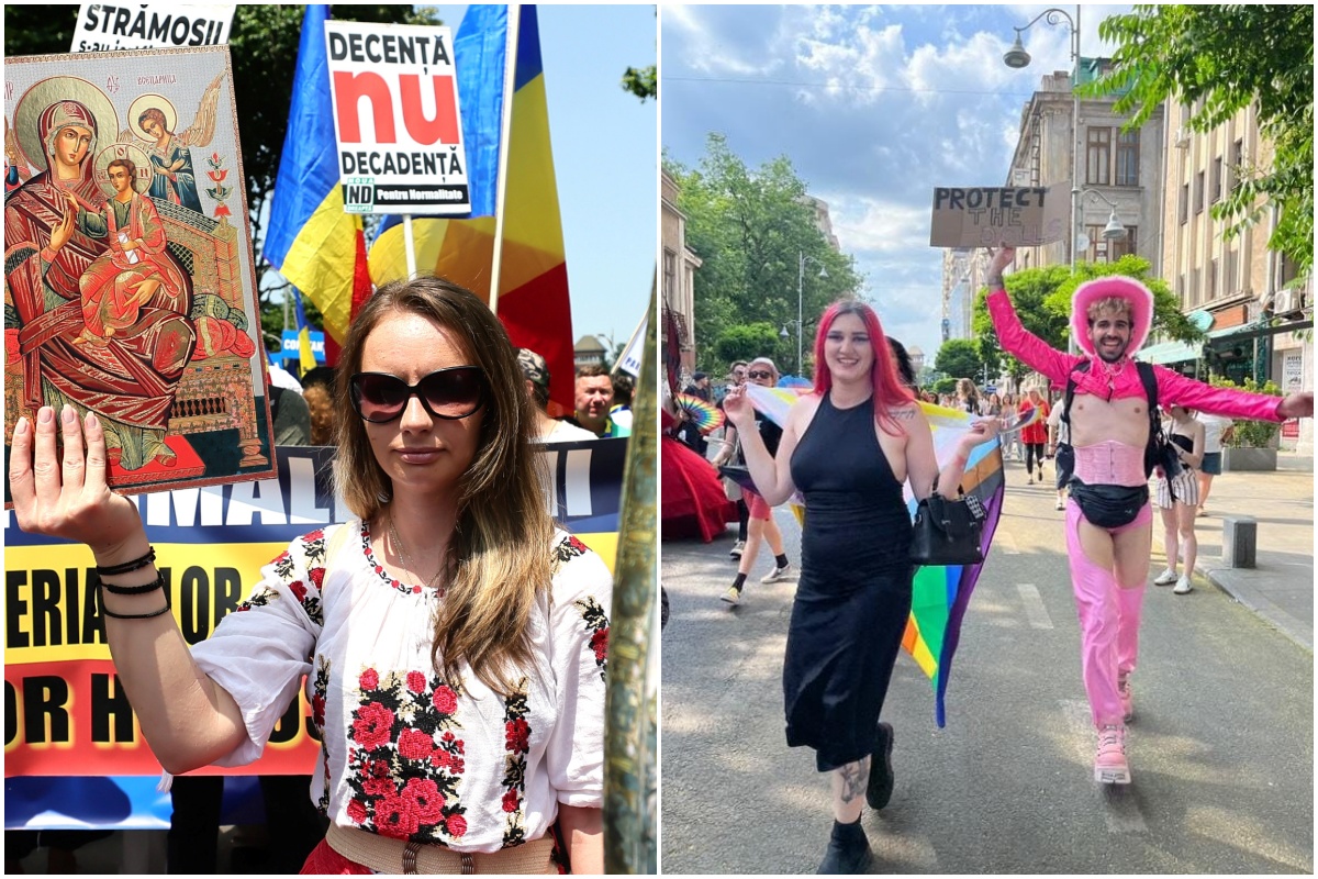 Bucureștiul împărțit între două viziuni. Marșul Normalității și Bucharest Pride 2025, în aceeași zi| Foto 1: Silviu Matei - Agerpres/ Foto 2: cititor monitorulcj.ro