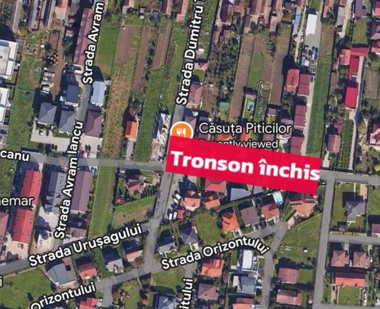 Circulația rutieră, închisă temporar pe un segment al străzii Dumitru Mocanu din Florești|Foto: Google Maps - Primăria Comunei Florești - Cluj