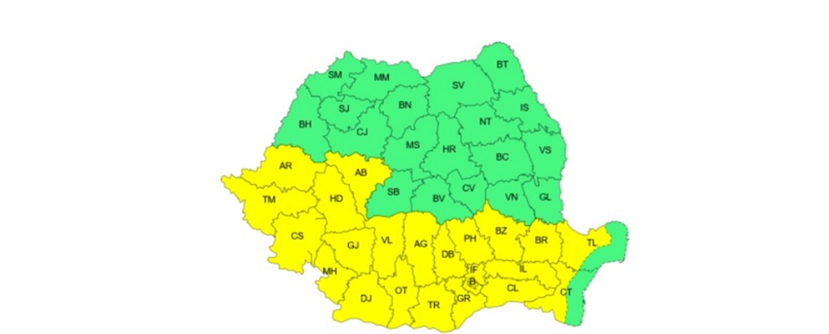 România se confruntă cu temperaturi de 36 de grade în Transilvania, Muntenia și alte zone. FOTO: Captură ANM