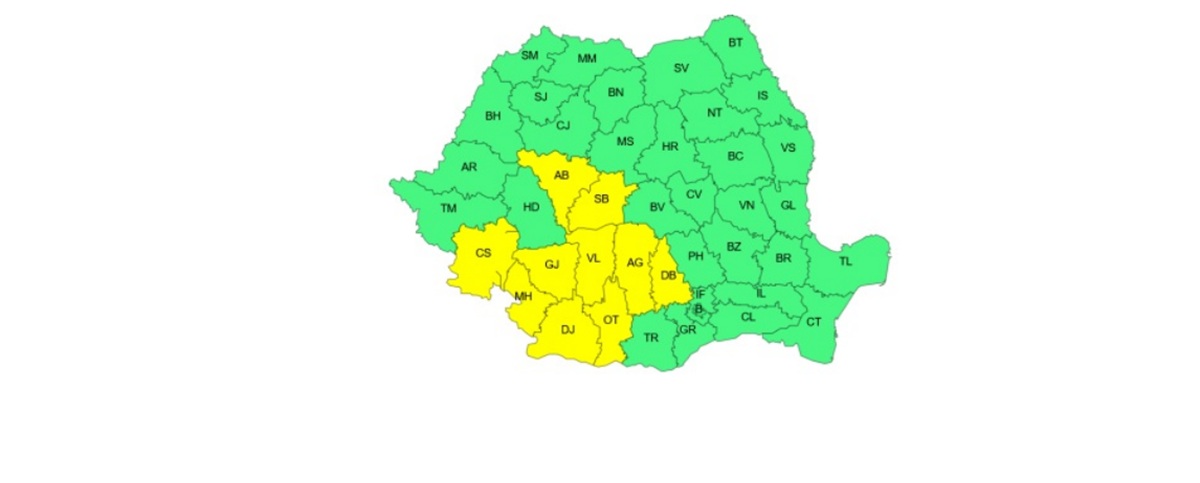 Valul major de căldură al verii afectează România cu două coduri galbene consecutive. Foto: Captură ANM