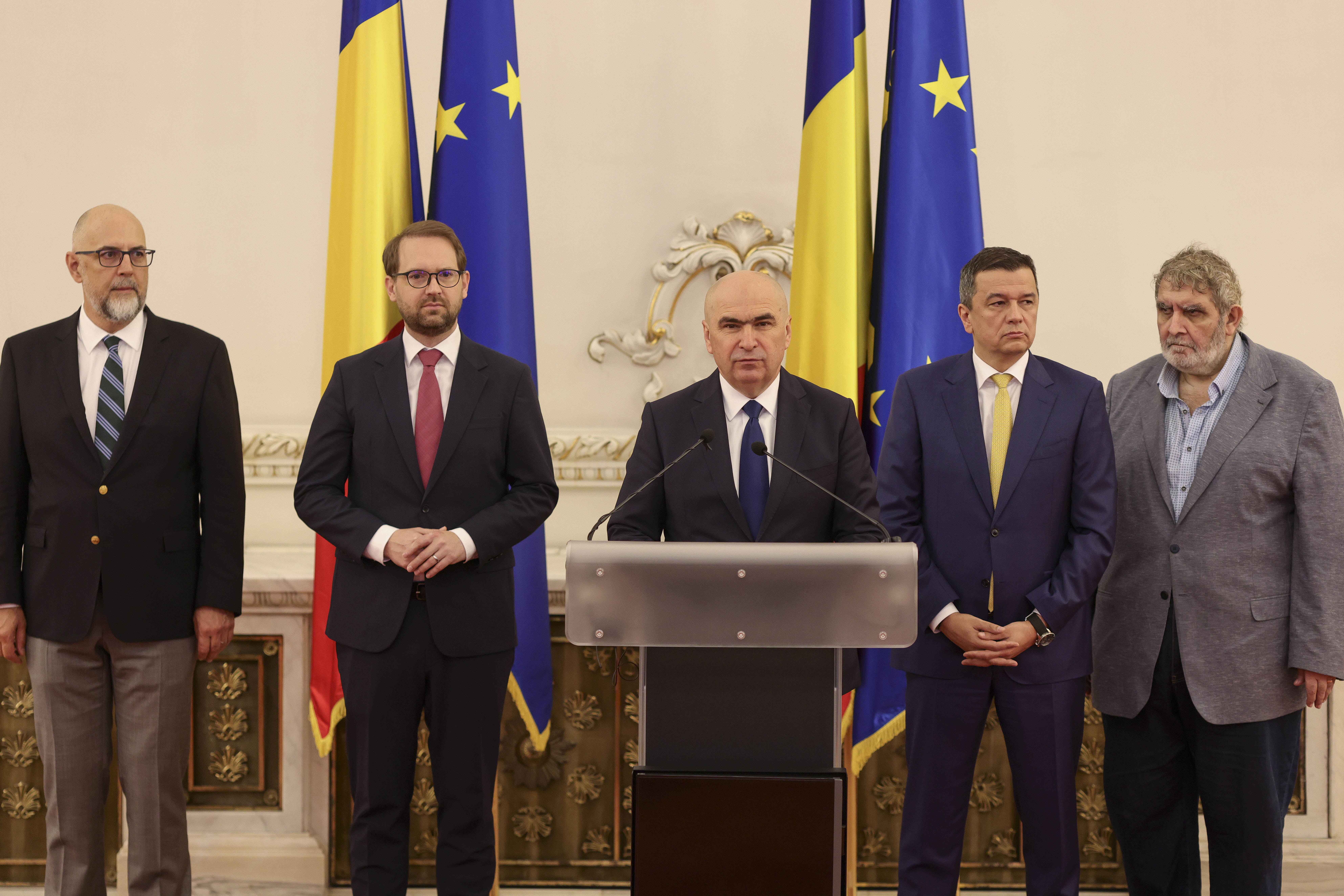 Declaratiile de presa facute de reprezentantii coalitiei de guvernare PSD-PNL-USR-UDMR-Minoritati dupa semnarea acordului politic, la Senatul Romaniei, in Bucuresti, 23 iunie 2025. Inquam Photos / Octav Ganea