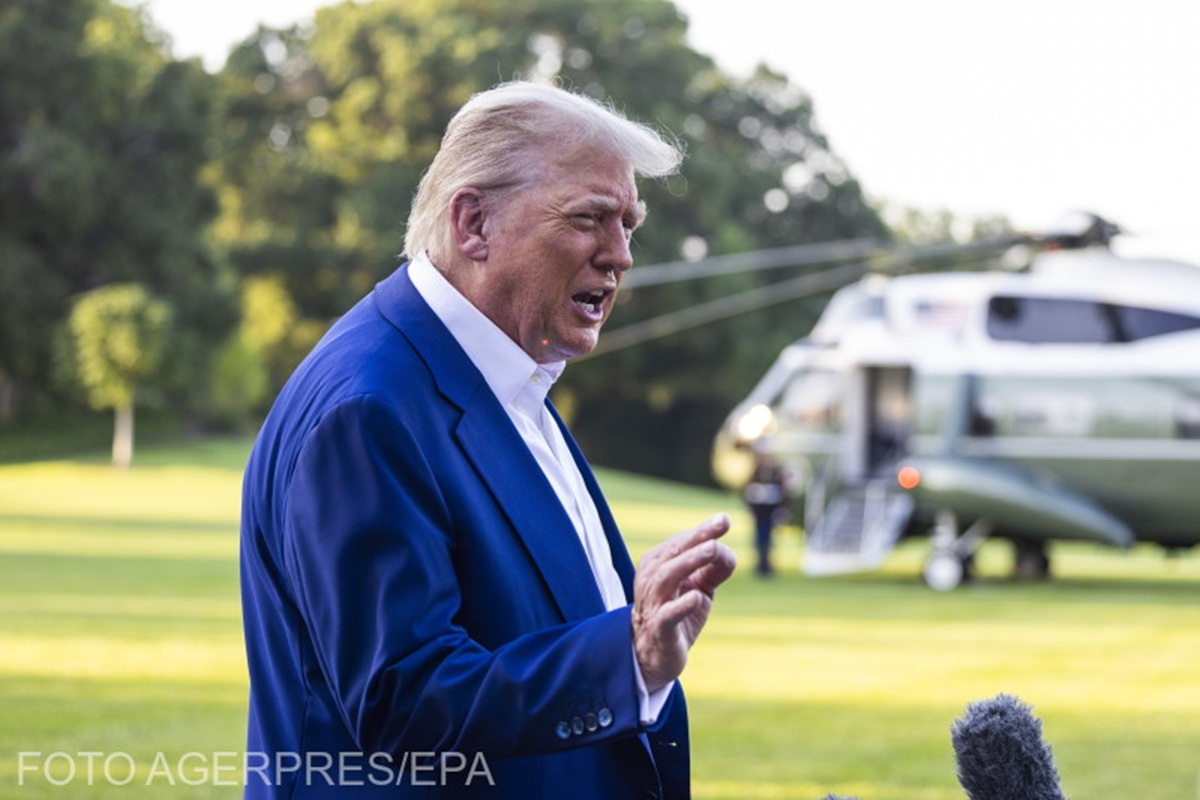 Trump a refuzat să confirme respectarea Articolului 5 NATO înaintea summitului de la Haga. Foto: Președintele american Donald Trump vorbește cu presa în timp ce părăsește Casa Albă pentru summitul liderilor NATO, Washington DC, 24 iunie 2025. EPA / Agerpres