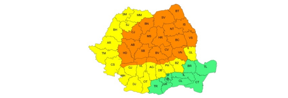 România este sub alerte meteo de caniculă în sud cu temperaturi de 39 de grade și furtuni violente în nord cu vânturi de 90 km/h.