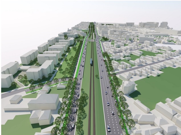 Importante proiecte de reconversie urbană au fost anunțate sau au debutat în ultima vreme în nordul municipiului Cluj-Napoca și vor aduce în zonă mai mulți locuitori, dar și afaceri care vor crește numărul de participanți la trafic. Imagine: randare proiect Culoarul de mobilitate Nord
