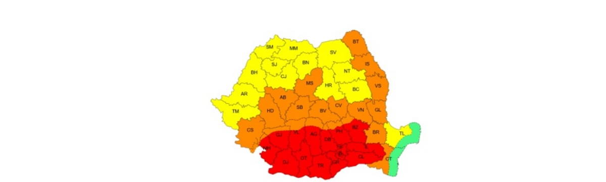 Meteorologii au emis Cod roșu de căldură pentru 14 județe și București, cu temperaturi de până la 41 de grade până miercuri. Foto: captură ANM