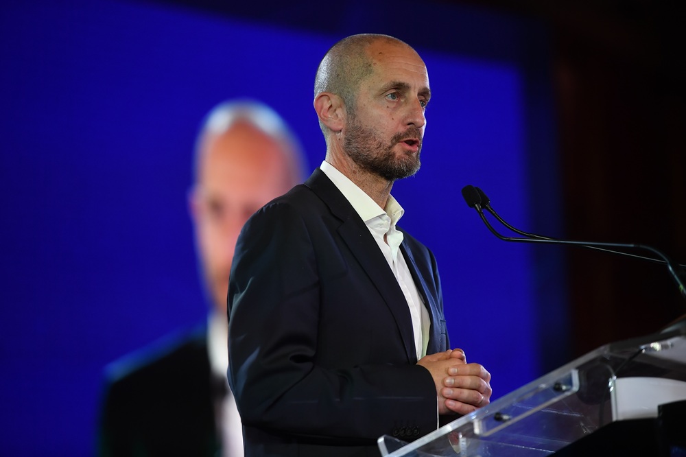 Dragos Damian, CEO al companiei Pharma Terapia Cluj, participă la un eveniment desfășurat la Palatul Parlamentului|Foto: Grigore Popescu/ Agerpres